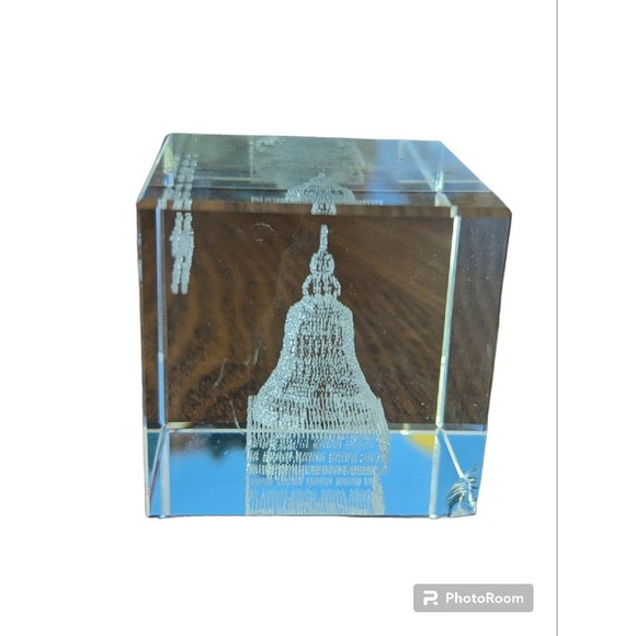 Unbranded Office 3d Laser Etched Clear Crystal Glass Cube 3 Cannon